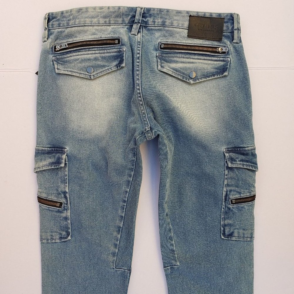 New GUESS Men's Slim Tapered Zip Cargo Jeans sz 32 - Picture 8 of 9